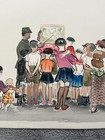 Old Japanese woodblock print of a soldier and students by Wada Sanzo — photo 4
