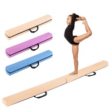 7 FT Folding Balance Beam Foam Floor Gymnastic Beam w/Carrying Handles Khaki