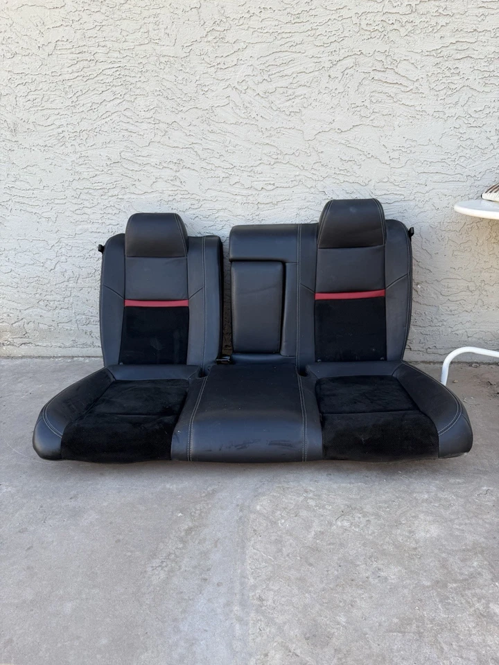 2008-2014 DODGE CHALLENGER SRT8 COMPLETE INTERIOR SEAT SET BLACK LEATHER SUEDE - Image 4 of 4