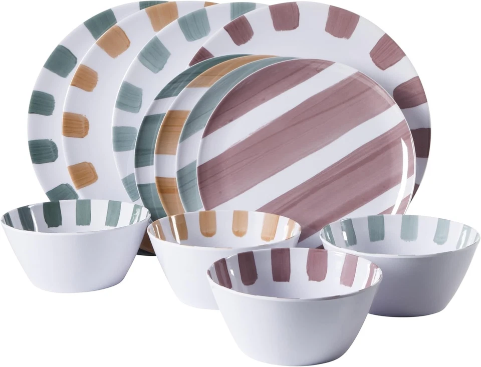 Gibson Home Cottage Service for Four (12pcs), Assorted (Cottage Stripes) - Image 2 of 4