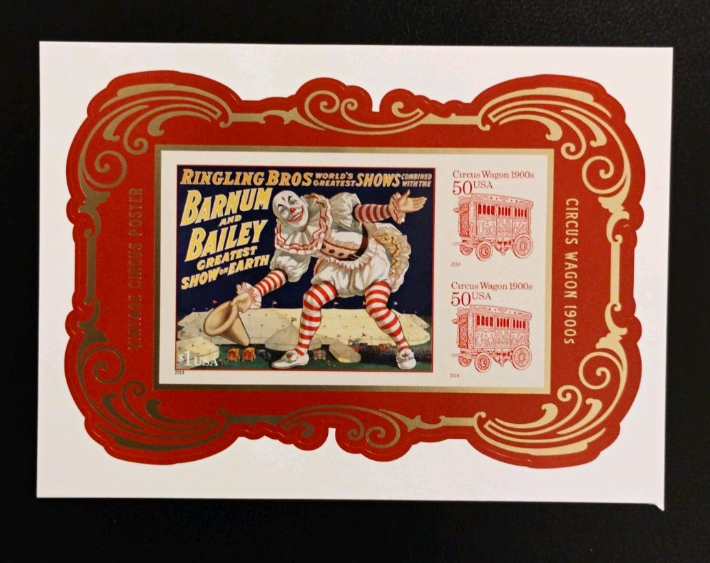 USPS Ringling Bros Barnum & Bailey Circus Wagon 50¢ Stamp Sheet, MNH