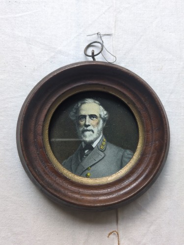 Antiq. Robert E. Lee Photo In Black Walnut Frame From Tree Appomattox Virginia