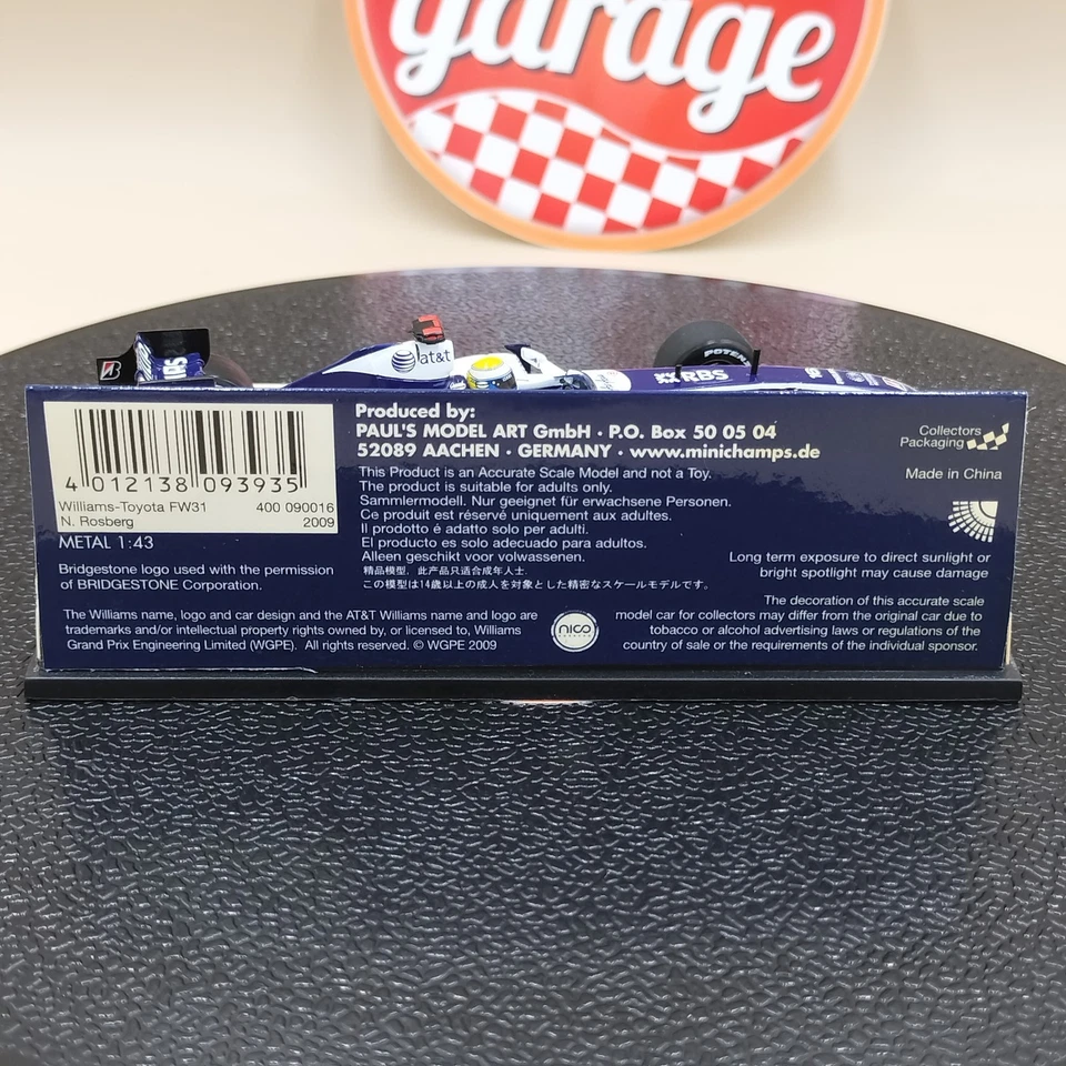 MINICHAMPS 1/43 Williams Toyota FW31 Nico Rosberg #16 2009 400090016 - Image 3 of 4