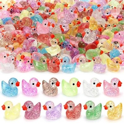 Glitzer Mini Resin Enten Set kleine Miniatur Enten für Feengarten Aquarium Puppe