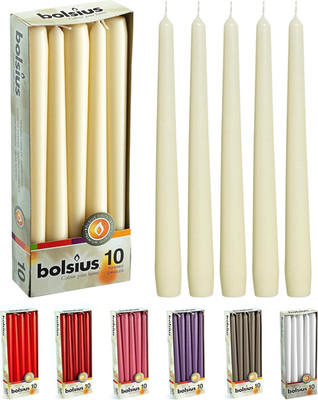 Bolsius Ivory Taper Candles 10 Pack Unscented 10'' Dripless Dinner Decor