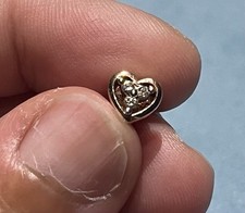 14k Rose gold heart stud with real diamonds