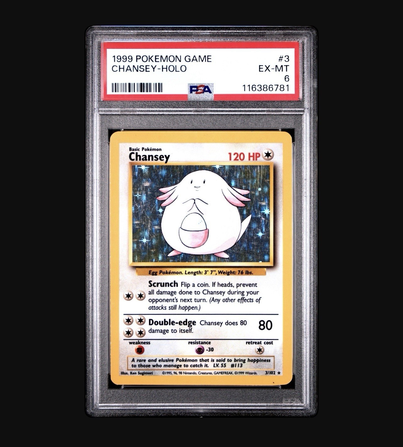 1999 Pokémon Game Chansey Holo Card PSA 6 #3