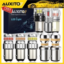 2X BAY15D 1157 WHITE RED LED STOP BRAKE TAIL LIGHT BULBS GLOBE BRIGHT ERROR FREE