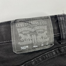 Levis 502 Jeans Youth 18 29x31 Black Regular Taper Fit Denim Stretch