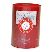 Decorative Matte Tulle, Roll/Spool of 6  X 100 Yards, Red Pack of 1