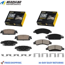 Ceramic Brake Pads F&R with Hardware for Chevy Suburban 6-Stud 2017-2019