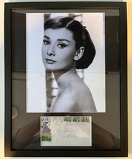 Audrey Hepburn signed autographed envelope & photo framed 11x14