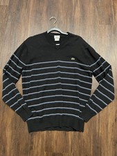 VTG Lacoste Men  s 6 Large Knit Denvanlay Sweater V Neck Sporty Black White Blue
