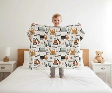 Personalized Construction Flannel Blanket Kids Boy Gift Cozy