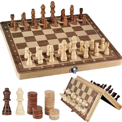 Schachspiel Holz magnetisch 24cm 3 in 1 Backgammon Reiseset Erwachsene
