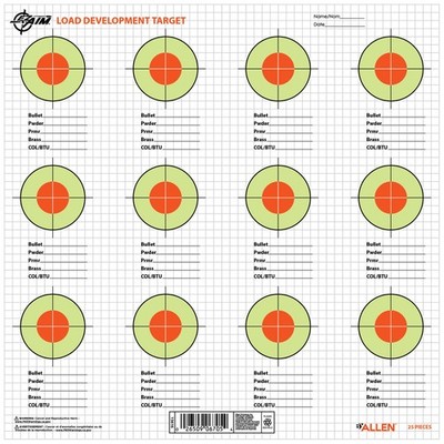 EZ Aim  Load Development Paper Shooting Targets, 13.5'' Square, 25-Pack, Black