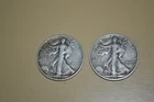 PAIR OF 1944/43 SAN FRANCISCO WALKING LIBERTY HALF DOLLAR COINS 90% SILVER FINE+