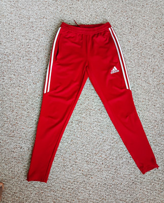 Adidas Boys  Red Track Pants Zipper  Lining On the sides Size Small