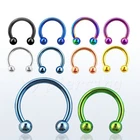 PAIR 16G Anodized Steel Horseshoe Circular Earring Nipple Ring Lip Labret Septum