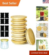 8 Pack Oui Yogurt Jar Lids with 8 Labels, Food-Grade Bamboo Lids for 5Oz Oui ...
