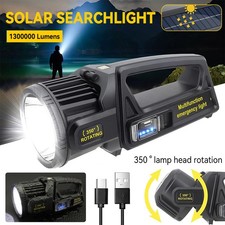Super Bright Solar Searchlight Handheld Spotlight USB Rechargeable Flashlight