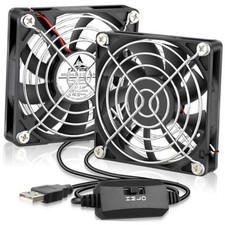 Dual 80mm USB Fan with L/M/H 3 Speed Control, DC 5V Powered 80x15mm