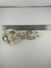 Vintage Lucite Spoon Rest With Imbedded Abalone Seashells. Made In USA-9in. Long