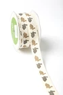 Black & brown rabbit print ribbon on Ivory Canvas 19mm price per metre