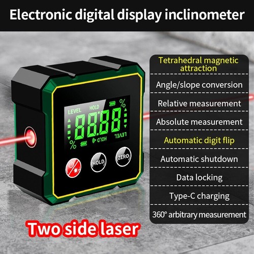 Digital Angle Finder with Laser & Magnets – Electronic Protractor, Inclinometer - Picture 13 of 19