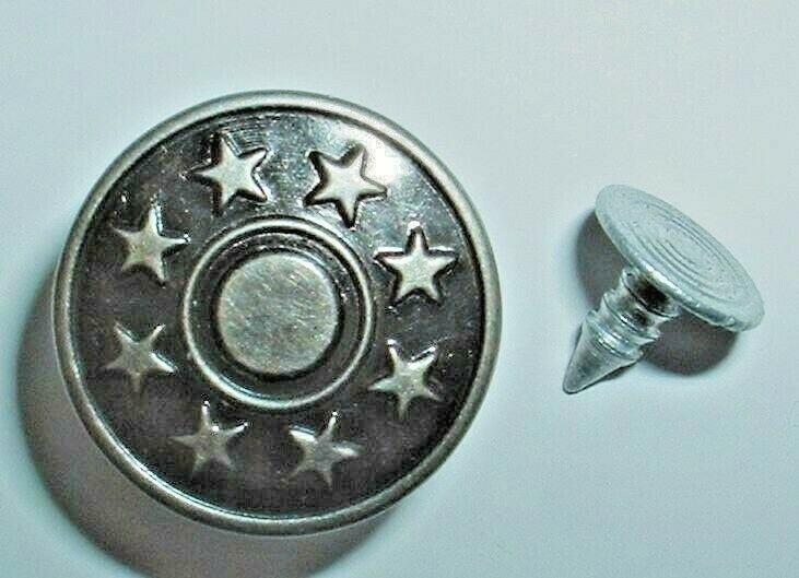 10 Jeansknöpfe Aus Metall – Bronzefarben Mit Stern-Muster, Ca. 17 Mm, Inkl. Stifte