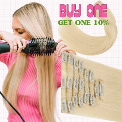 UNBRAND 100% Echthaar Clip In Remy Harr Extensions Haarverlängerung 8 Tressen Balayage