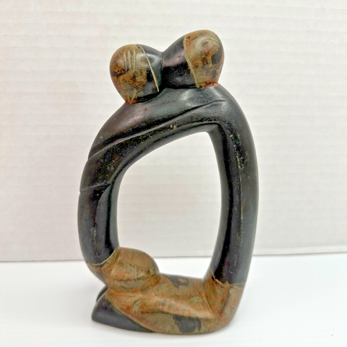 Vintage Stone Carving Couple/Mother Child Embrace Circle of Love 7 1/4" H - Picture 8 of 12