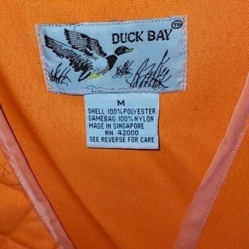 Duck Bay Vintage Quilted Shoulder Nylon Bag Blazin Orange Hunting Sz. M Vest - Picture 3 of 10