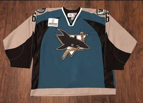 Derek Joslin #6 Worcester Sharks AHL Teal 2006-07 Game Worn Minor Hockey Jersey