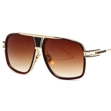 Übergroße quadratische Pilotensonnenbrille Retro Metallleiste Herren Damen Mo...
