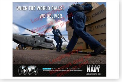USN US Navy When The World Calls We Deliver USS Wasp Relief Efforts Poster