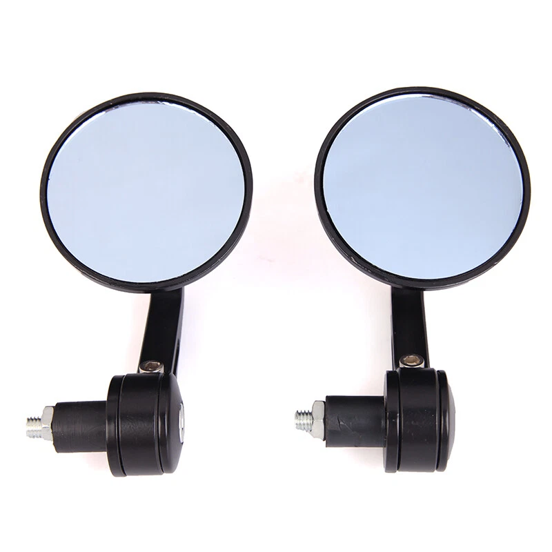 Black Motorcycle Round 7/8" Handle Bar End Mirrors For Honda Yamaha Suzuki US - Image 2 of 4