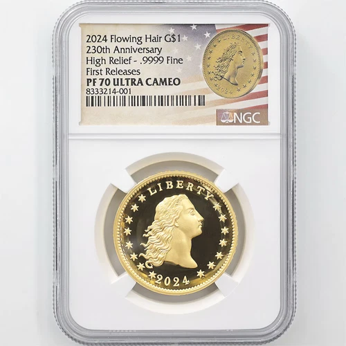 2024 United States Flowing Hair High Relief Gold Proof Coin NGC PF 70 UC FR