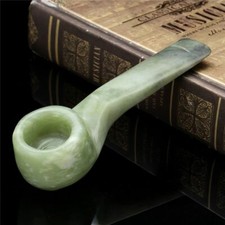 Pipa recta de piedra de jade verde natural para fumar tabaco soporte para pipas de cigarrillos
