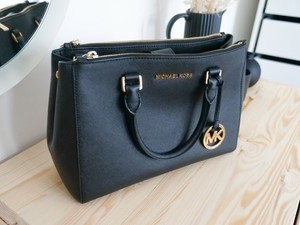 michael kors sutton black saffiano leather satchel