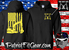 Hoodie,Heavy Equipment Operator,American Flag,Excavator,Backhoe,Dozer,Sweatshirt