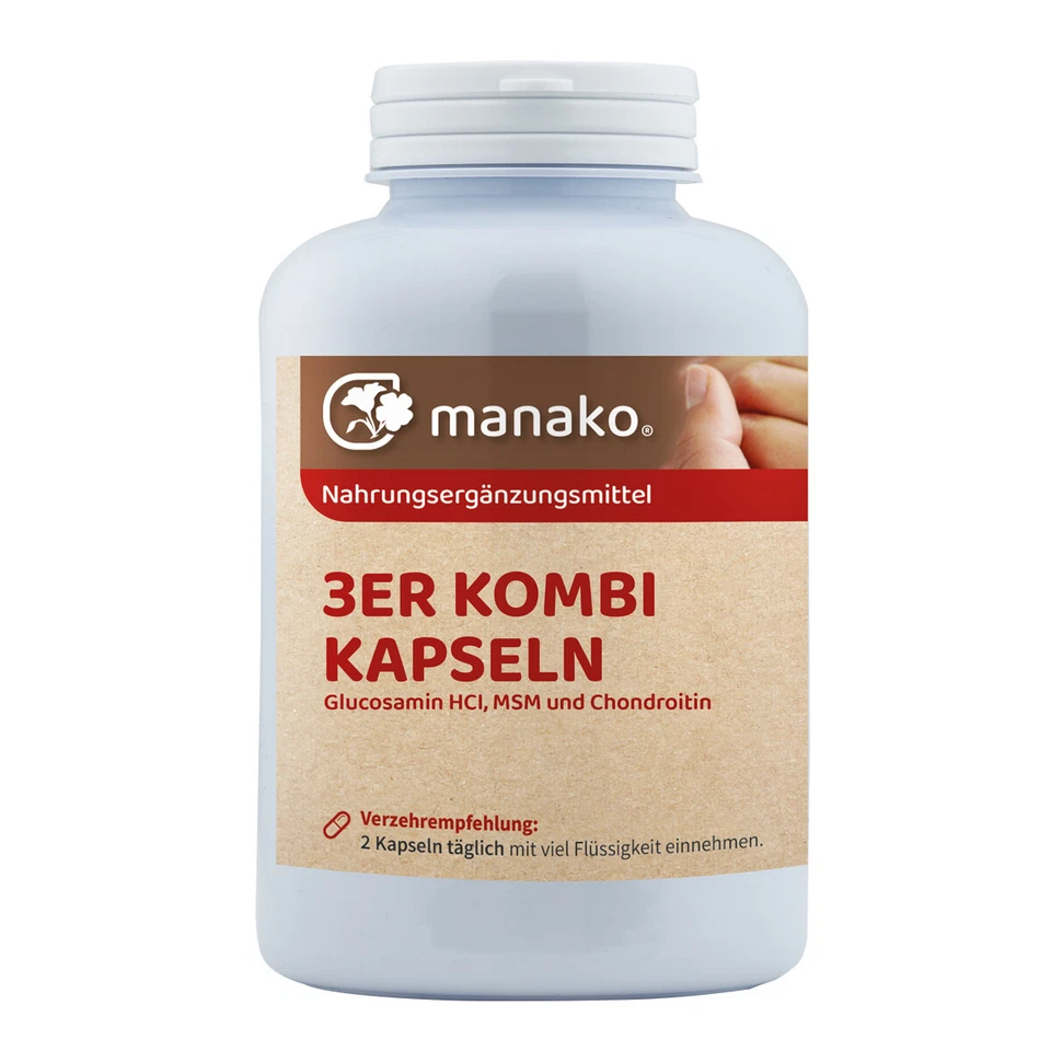 manako 3er KOMBI Kapseln Glucosamin MSM Chondroitin, 300 Stück, 210 g
