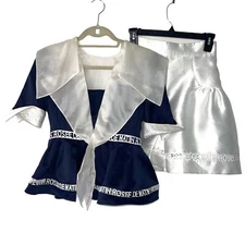 Rosee De Matin Short Suit Womens Size Small Blue Back Zip Sailor Suit Inspired