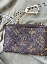 Louis Vuitton Key Pouch Monogram Zip Key Chain FOB Brown