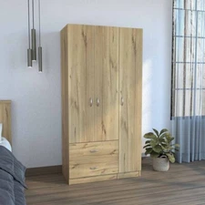 Austral 3 Door Armoire Wardrobe - Light Oak/Black