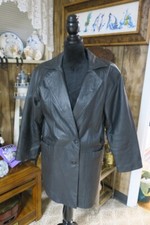 Vintage Savannah Black Leather Jacket Women’s Medium Shoulder Pads 90s Coat