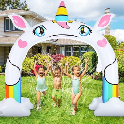 Inflatable Unicorn Sprinkler for Kids Giant Rainbow Arch Kid