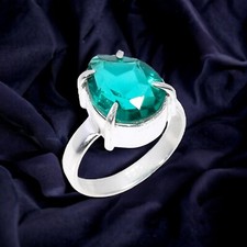 Natural Green Apatite Gemstone Stackable Dainty Ring Size 6 925 Sterling Silver