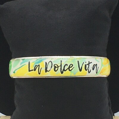 Rustic Cuff Art Deco Cuff Bracelet ''La Dolce Vida''  Silver Tone Floral Graphics