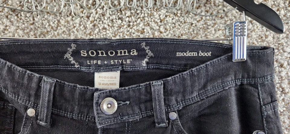 Pantalones de mezclilla elásticos modernos negros Sonoma Life + Style para mujer talla 12 Ave Foto 2 de 4